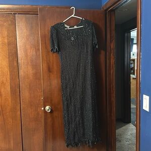 Laurence Kazar sequence black long gown. Size large